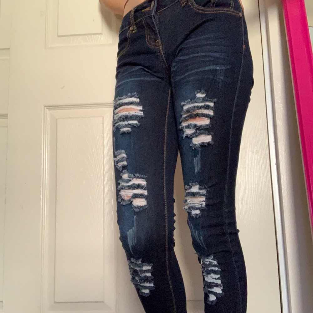 dark distressed jeans!